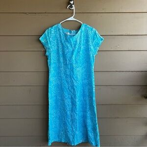 Vintage Talbots Linen Floral Shift Dress - Size 6 - Summer Modest Casual Beach